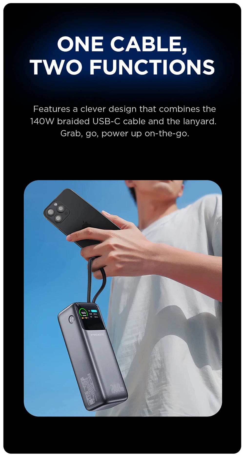 PISEN-Bolt 240W Fast Charging Power Bank