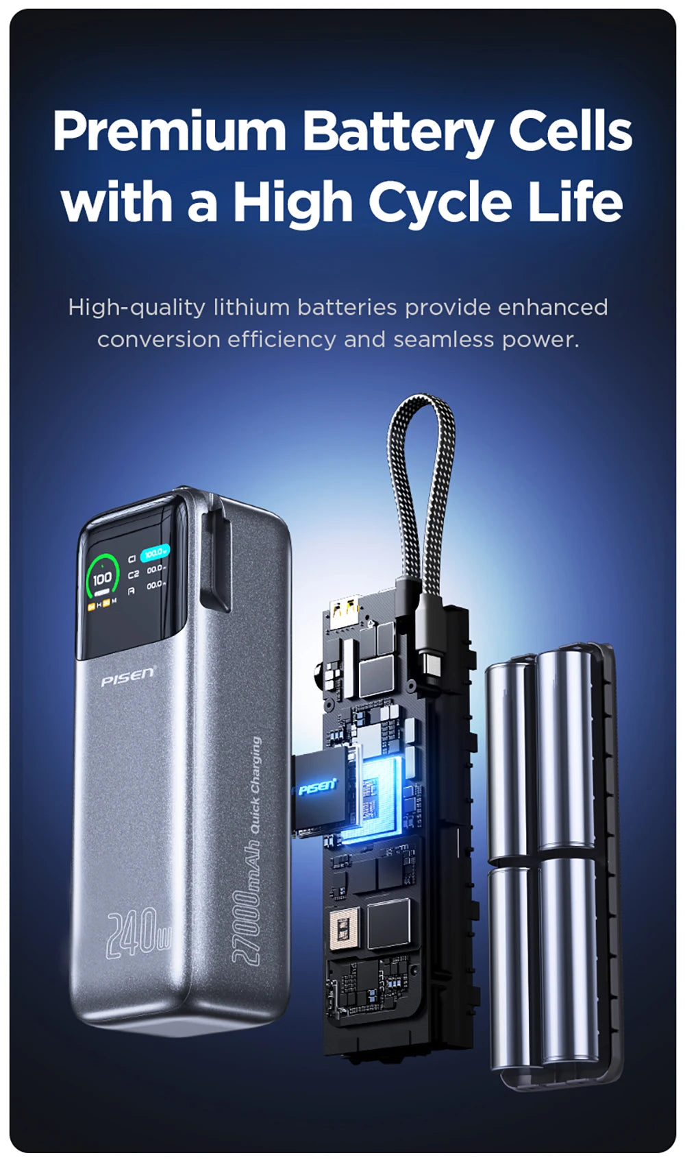 PISEN-Bolt 240W Fast Charging Power Bank