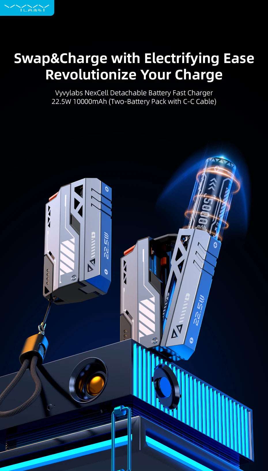 Vyvylabs NexCell Detachable Power Bank