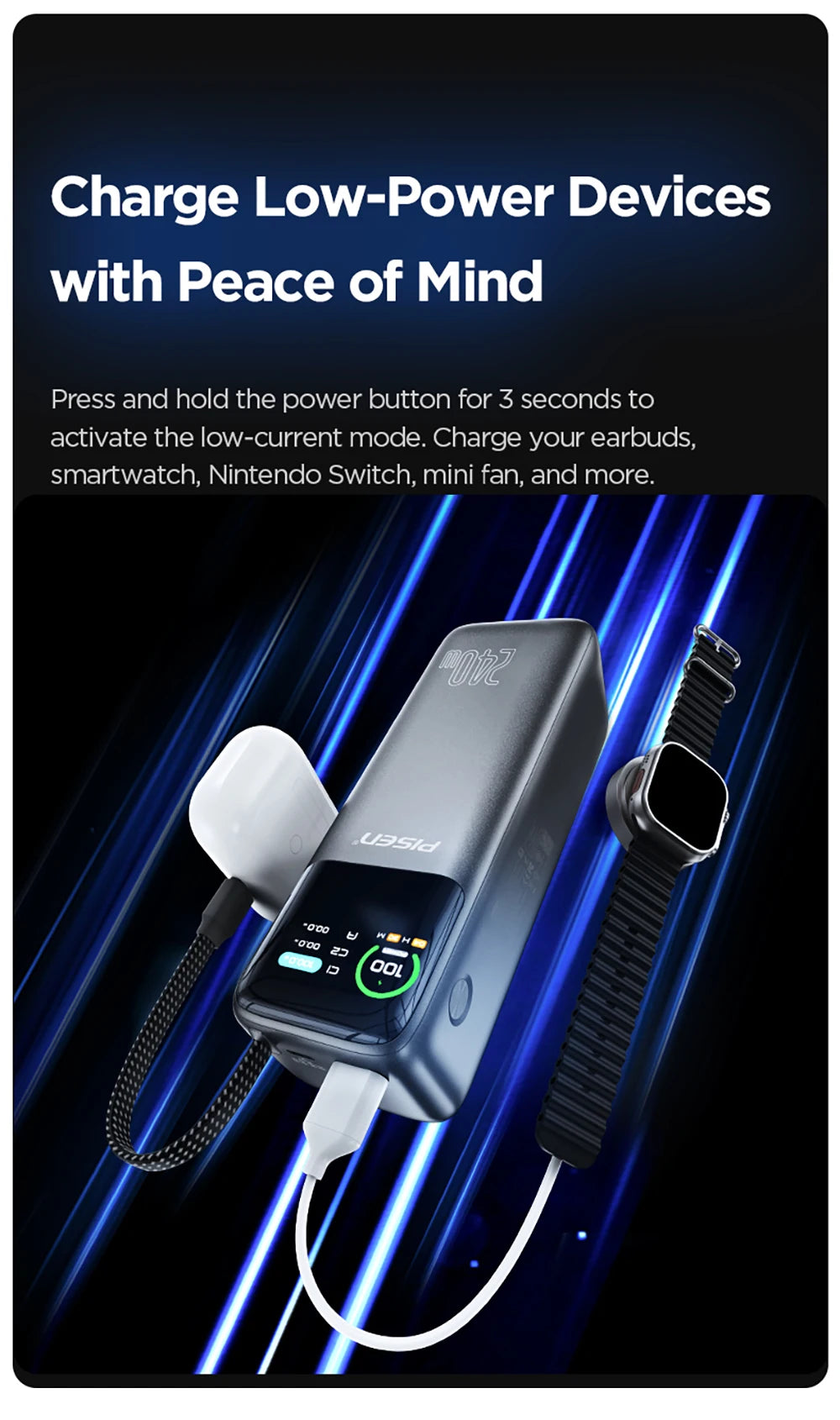 PISEN-Bolt 240W Fast Charging Power Bank