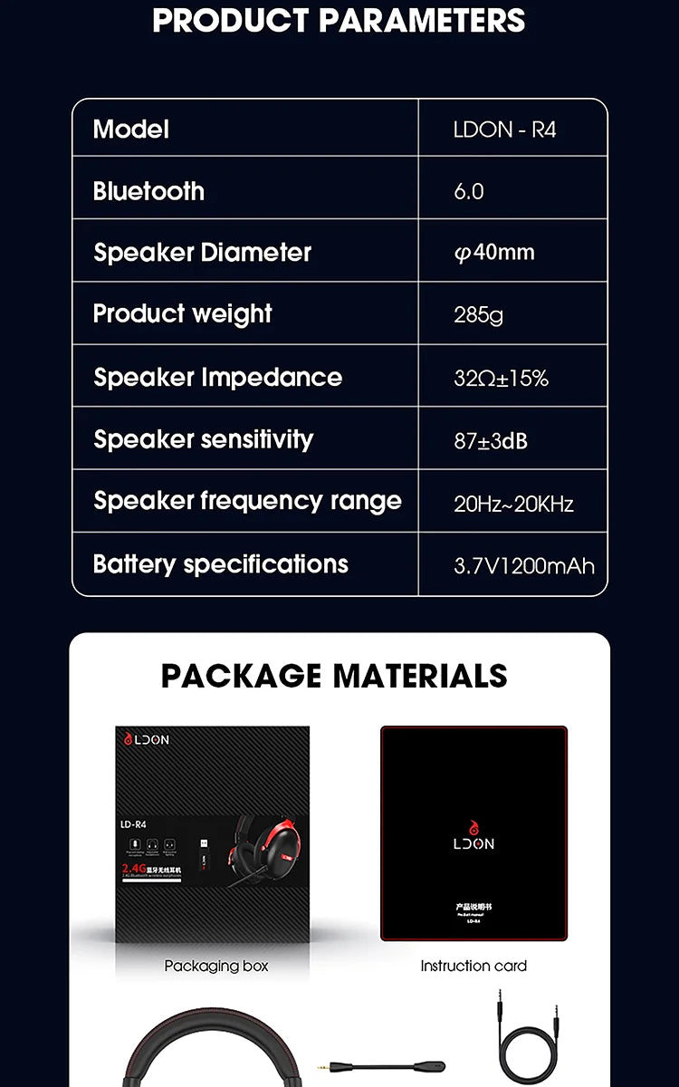 LDON F04 Gaming Wireless Headset