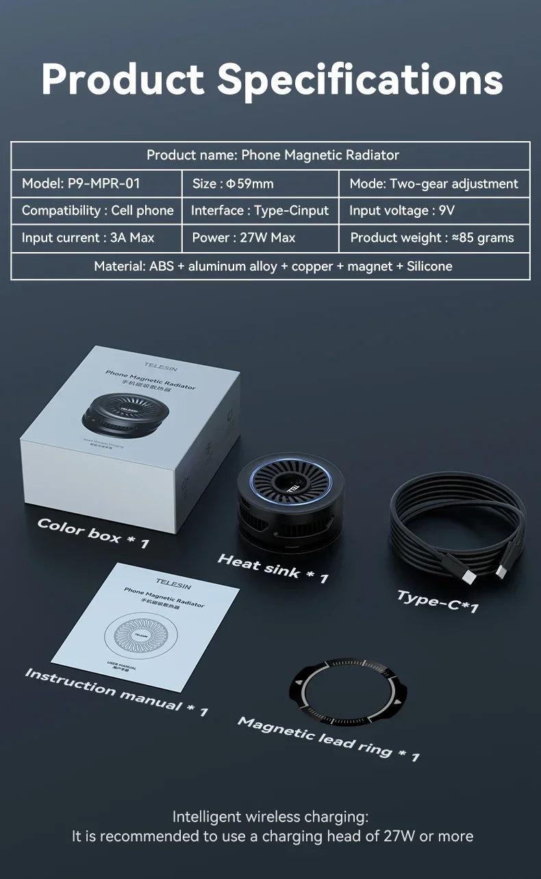TELESIN Magsafe Phone Cooler & Wireless Charger