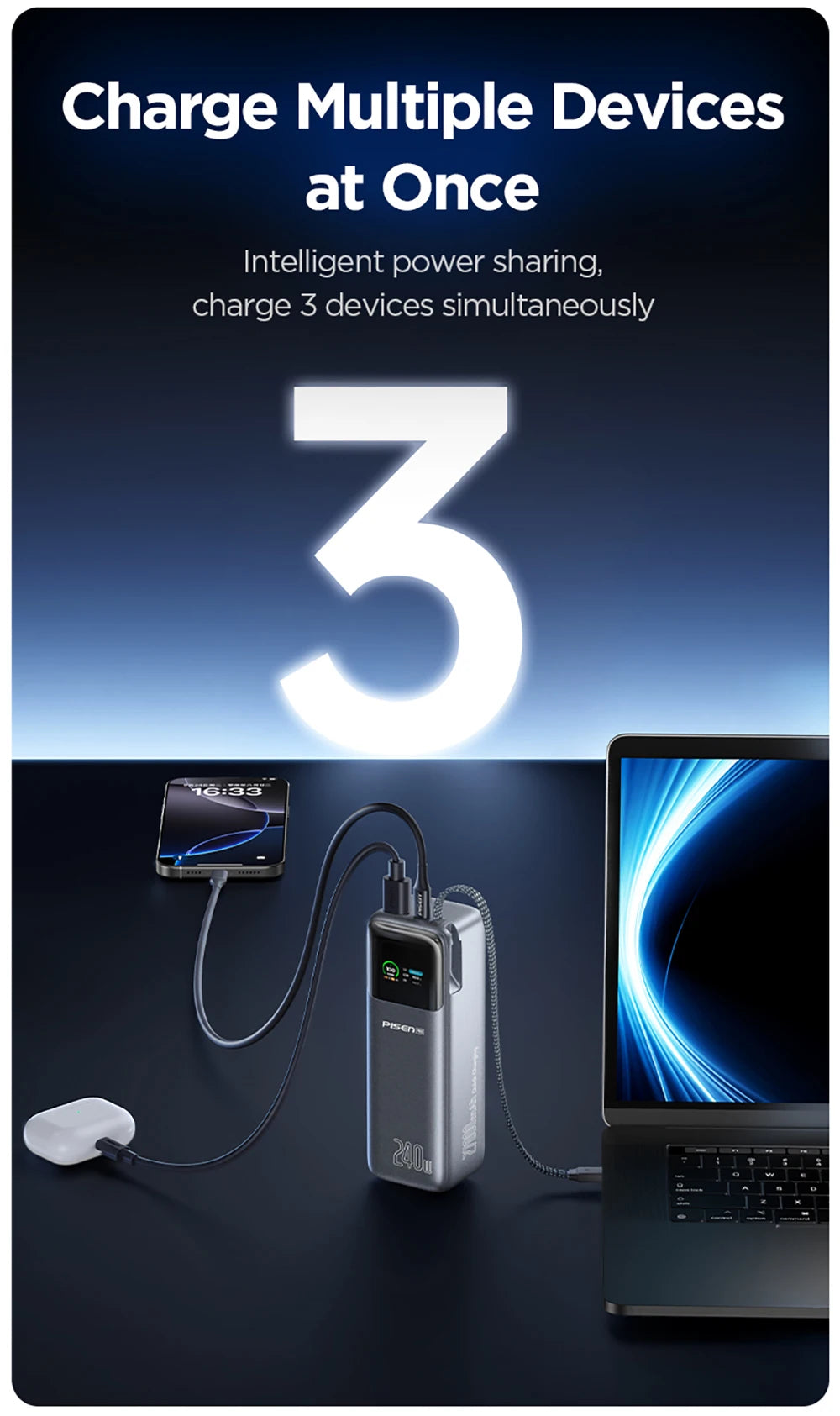 PISEN-Bolt 240W Fast Charging Power Bank